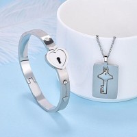 Couple Jewelry Stainless Steel Bracelet- Love Heart Lock
